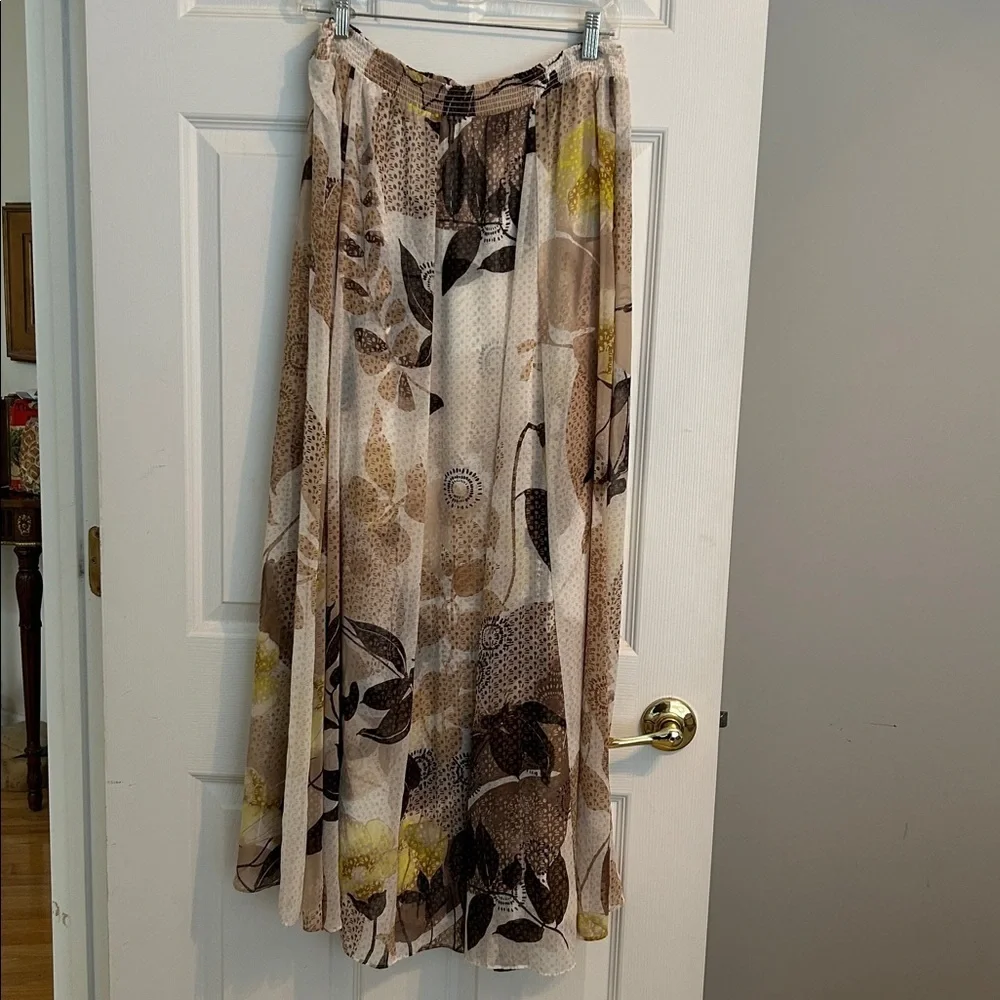 White House Black Market White Multi Floral Maxi Skirt